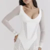 Araminta White Long Sleeve Mesh Corset