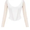 Araminta White Long Sleeve Mesh Corset