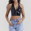 Ariadne Black Latex Halter Top