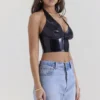 Ariadne Black Latex Halter Top
