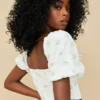 Arianna Ivory Floral Puff Sleeve Cropped Top