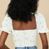 Arianna Ivory Floral Puff Sleeve Cropped Top