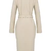 Ariel Beige Vegan Leather Trench Coat