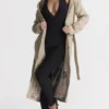 Ariel Beige Vegan Leather Trench Coat
