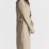 Ariel Beige Vegan Leather Trench Coat