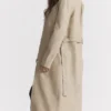 Ariel Beige Vegan Leather Trench Coat