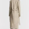 Ariel Beige Vegan Leather Trench Coat