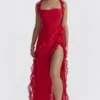Ariela Cherry Ruffle Maxi Dress