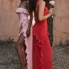Ariela Cherry Ruffle Maxi Dress