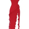Ariela Cherry Ruffle Maxi Dress