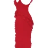 Ariela Cherry Ruffle Maxi Dress