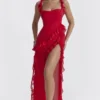 Ariela Cherry Ruffle Maxi Dress