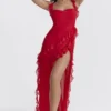 Ariela Cherry Ruffle Maxi Dress