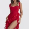 Ariela Cherry Ruffle Maxi Dress