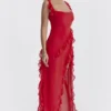 Ariela Cherry Ruffle Maxi Dress