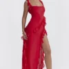 Ariela Cherry Ruffle Maxi Dress