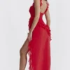 Ariela Cherry Ruffle Maxi Dress