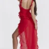 Ariela Cherry Ruffle Maxi Dress
