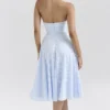 Arietta Bluebell Floral Jacquard Halter Midi Dress
