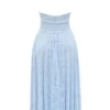 Arietta Bluebell Floral Jacquard Halter Midi Dress