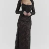 Artemis Black Lace Maxi Dress