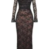 Artemis Black Lace Maxi Dress