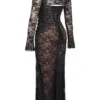 Artemis Black Lace Maxi Dress