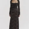 Artemis Black Lace Maxi Dress