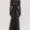 Artemis Black Lace Maxi Dress