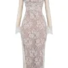 Artemis Vintage Cream Lace Maxi Dress
