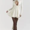 Aryana Ivory Bow Mini Dress