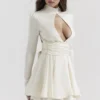 Aryana Ivory Bow Mini Dress