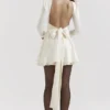 Aryana Ivory Bow Mini Dress