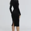 Asha Black Velvet Silhouette Midi Dress