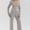 Aspen Grey Cashmere Ribbed Cuff Cardigan