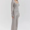 Aspen Grey Cashmere Ribbed Cuff Cardigan