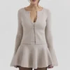 Aster Biscuit Wool Cashmere Long Sleeve Cardigan