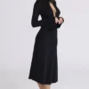 Asti Black A-Line Midi Skirt