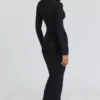Athena Black Long Sleeve Crepe Jersey Maxi Dress