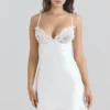 Athenea Ivory Satin Bias Cut Mini Dress