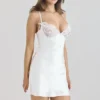 Athenea Ivory Satin Bias Cut Mini Dress