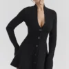 Aubrey Black Wool Knitted Cardigan Dress