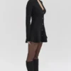 Aubrey Black Wool Knitted Cardigan Dress
