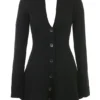 Aubrey Black Wool Knitted Cardigan Dress