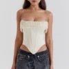 Aubrie Vintage Cream Embellished Satin Corset