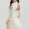 Aubrie Vintage Cream Embellished Satin Corset
