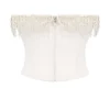 Aubrie Vintage Cream Embellished Satin Corset
