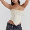 Aubrie Vintage Cream Embellished Satin Corset