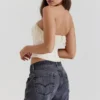 Aubrie Vintage Cream Embellished Satin Corset