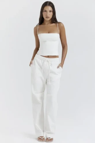 Luna White Cargo Trousers